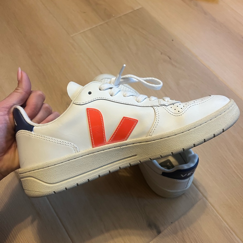 Veja White Sneakers with Orange Accent